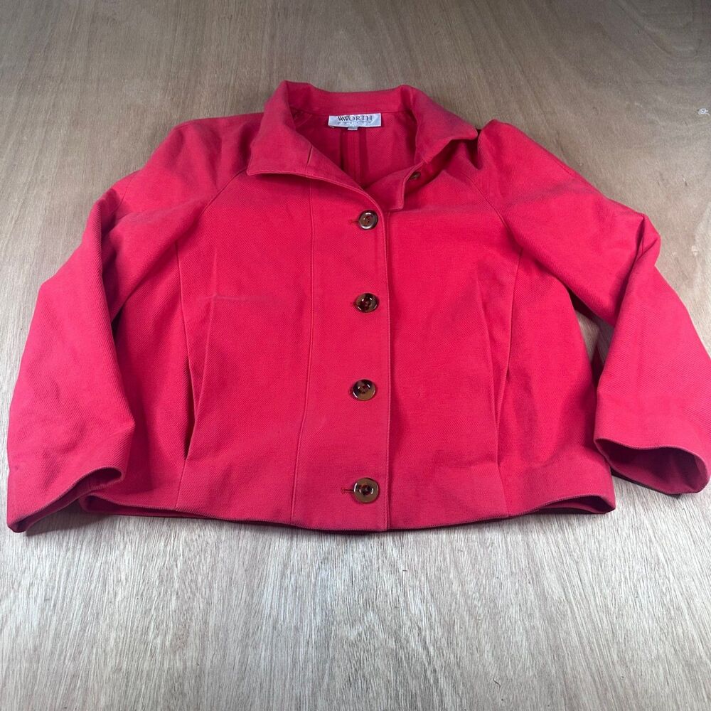 Worth Petite Coral Cottonā Blend Button Front Jacket Womenās Small USA Made